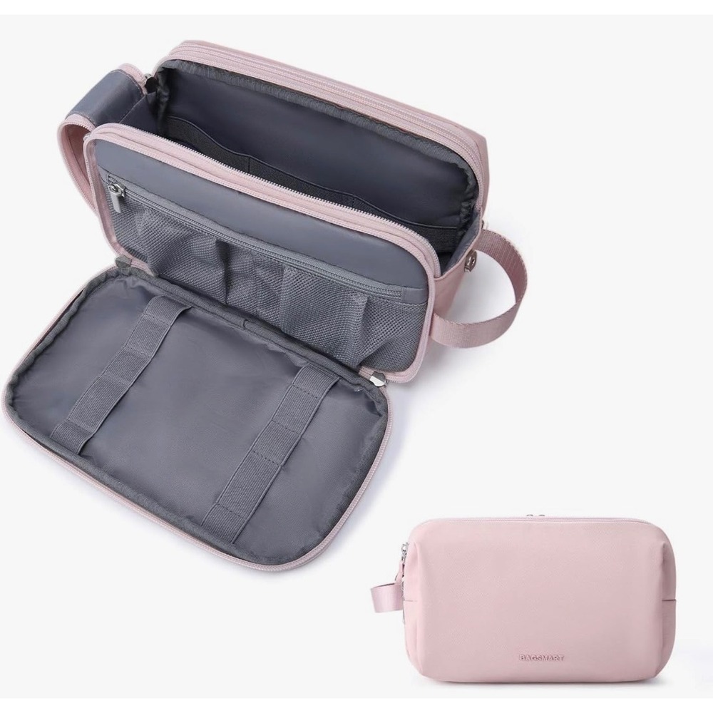 Bagsmart Travel Toiletry Bag Pink Water Resistant Makeup Organizer Case